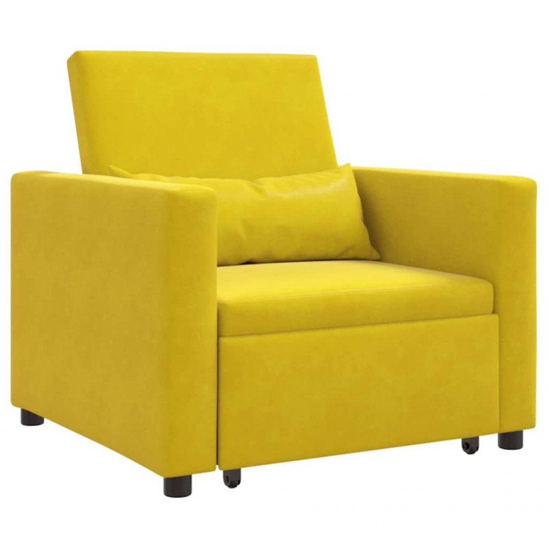 Rozkładana sofa jednoosobowa Żółty 90 x 165 x 87 cm Aksamit