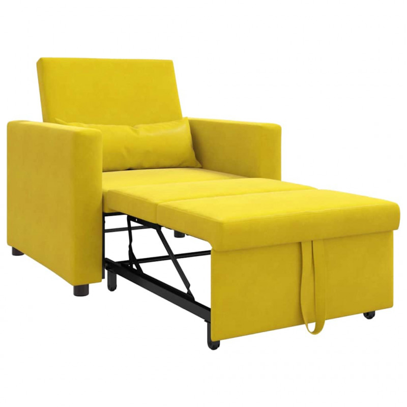 Rozkładana sofa jednoosobowa Żółty 90 x 165 x 87 cm Aksamit