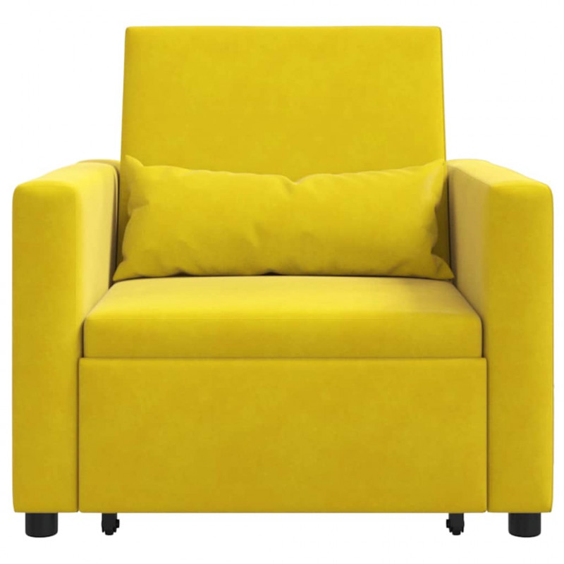 Rozkładana sofa jednoosobowa Żółty 90 x 165 x 87 cm Aksamit