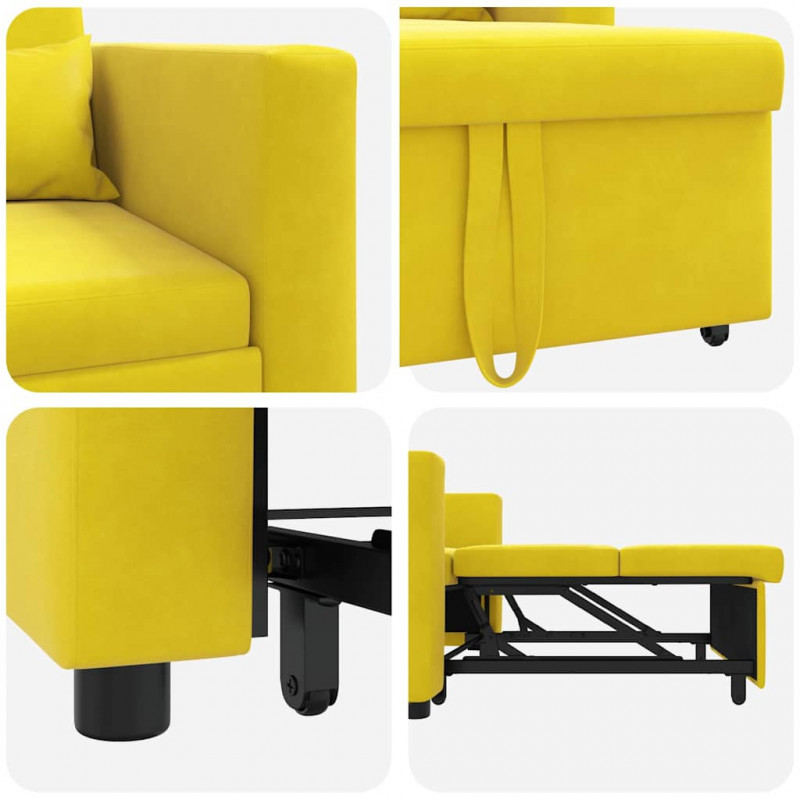 Rozkładana sofa jednoosobowa Żółty 90 x 165 x 87 cm Aksamit