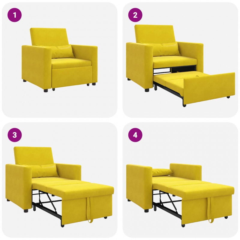 Rozkładana sofa jednoosobowa Żółty 90 x 165 x 87 cm Aksamit