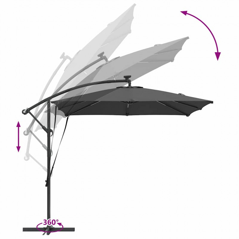 Parasol banana na wysięgniku Antracyt 249 x 249 x 250 cm