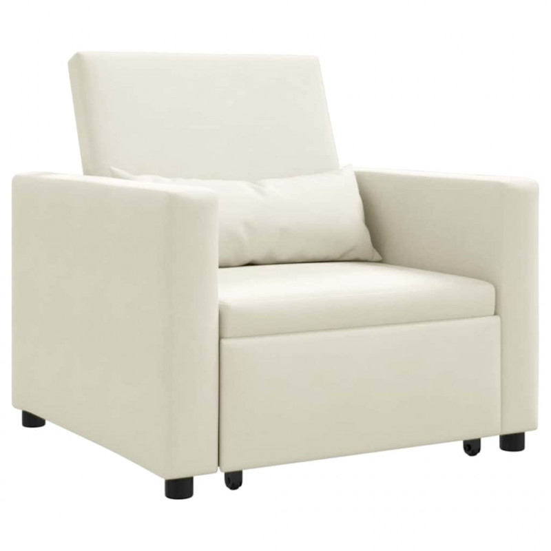 Rozkładana sofa jednoosobowa Kremowy 90 x 165 x 87 cm Aksamit