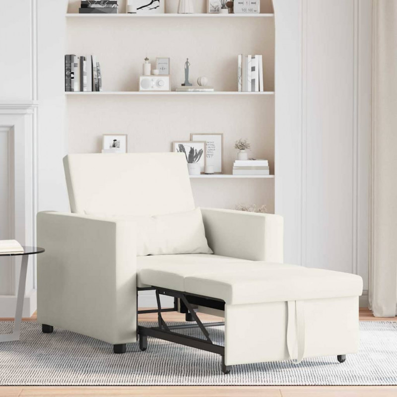 Rozkładana sofa jednoosobowa Kremowy 90 x 165 x 87 cm Aksamit