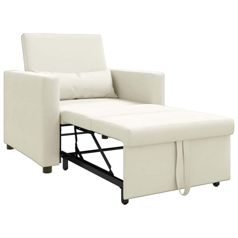 Rozkładana sofa jednoosobowa Kremowy 90 x 165 x 87 cm Aksamit