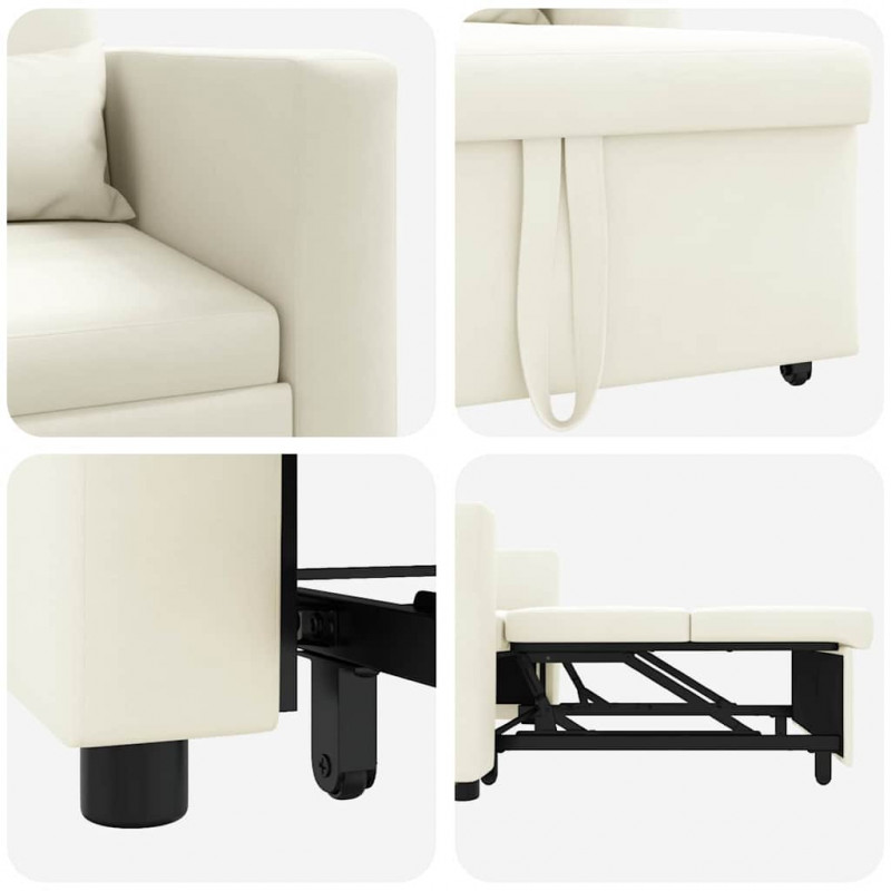 Rozkładana sofa jednoosobowa Kremowy 90 x 165 x 87 cm Aksamit