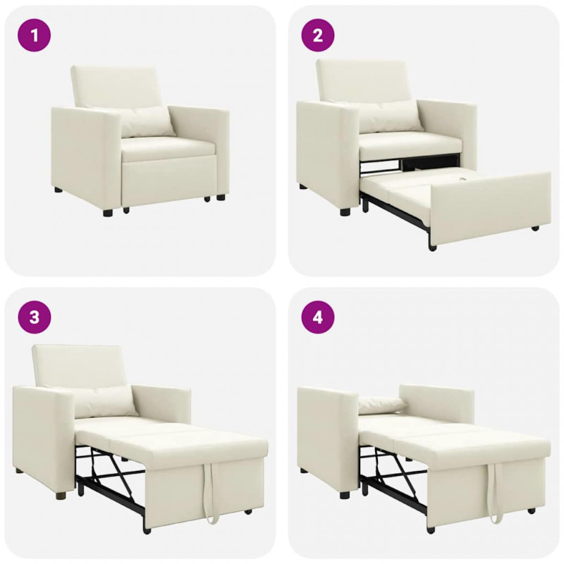 Rozkładana sofa jednoosobowa Kremowy 90 x 165 x 87 cm Aksamit