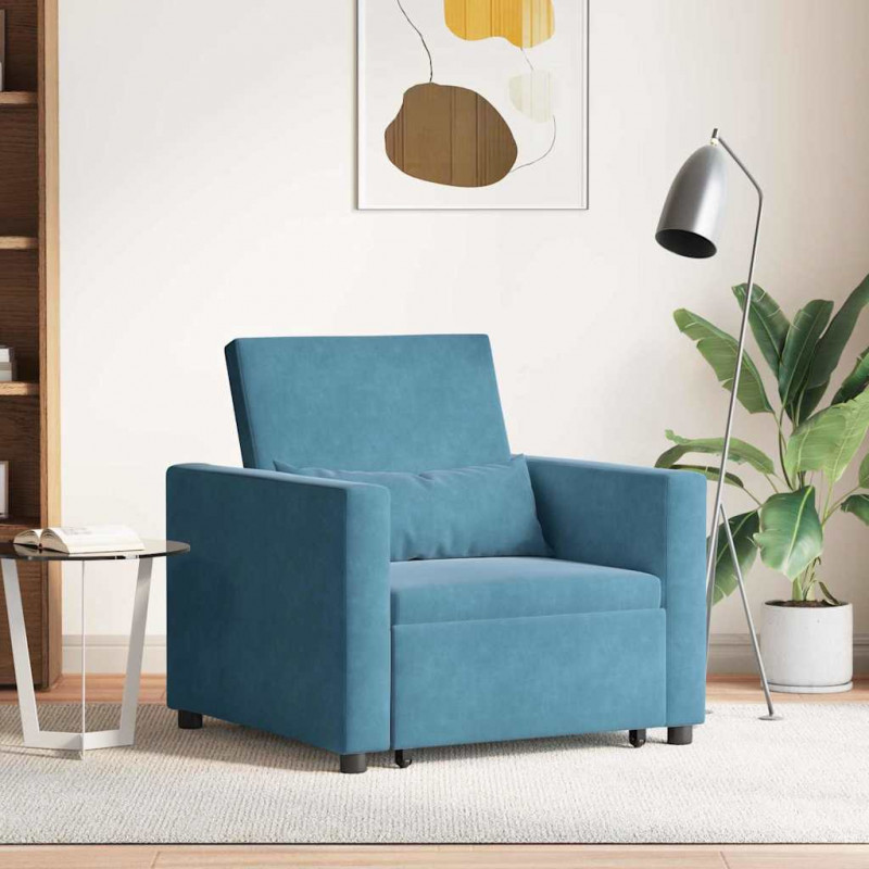 Rozkładana sofa jednoosobowa Niebieski 90 x 165 x 87 cm Aksamit