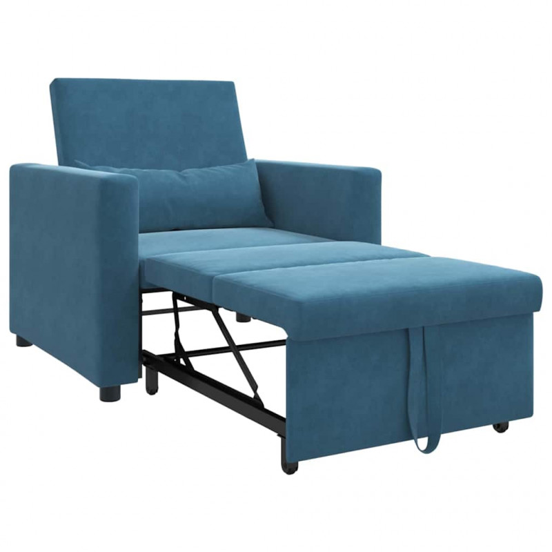 Rozkładana sofa jednoosobowa Niebieski 90 x 165 x 87 cm Aksamit