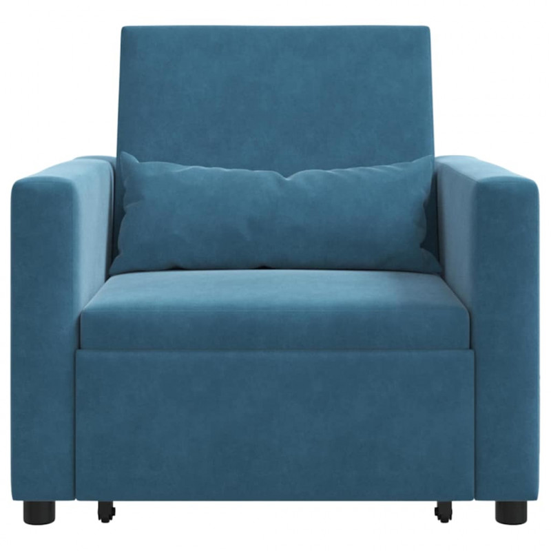Rozkładana sofa jednoosobowa Niebieski 90 x 165 x 87 cm Aksamit