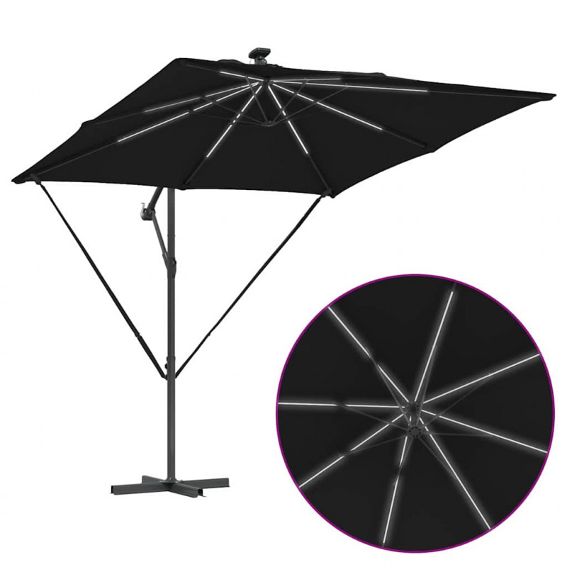 Parasol banana na wysięgniku Czarny 249 x 249 x 250 cm