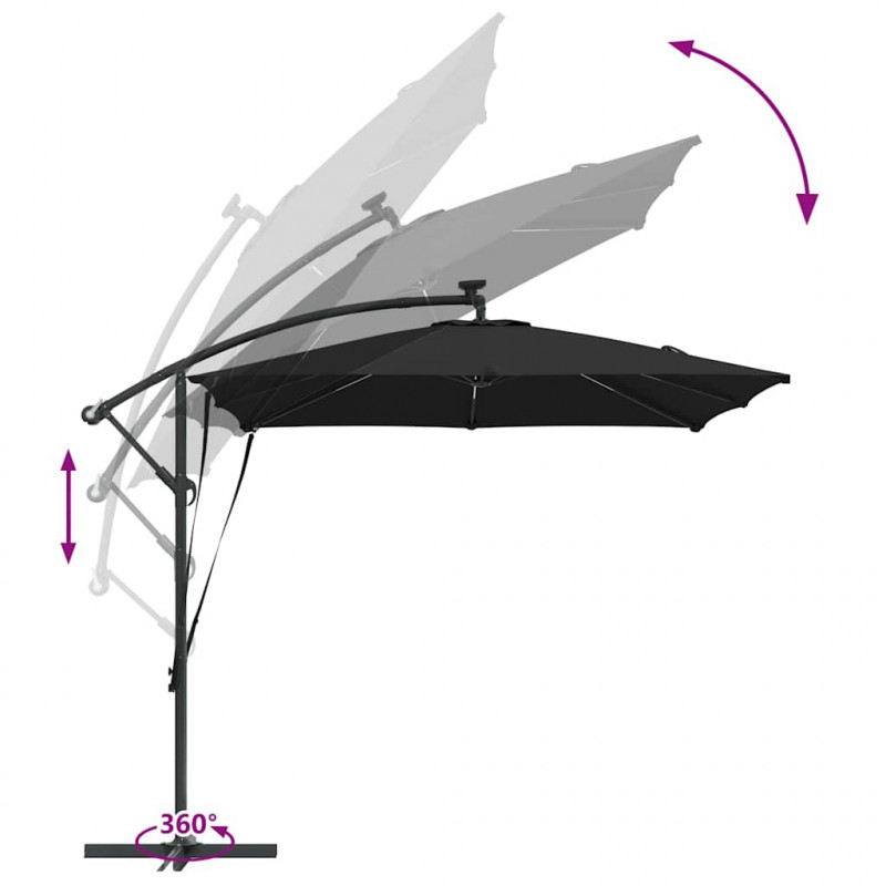 Parasol banana na wysięgniku Czarny 249 x 249 x 250 cm
