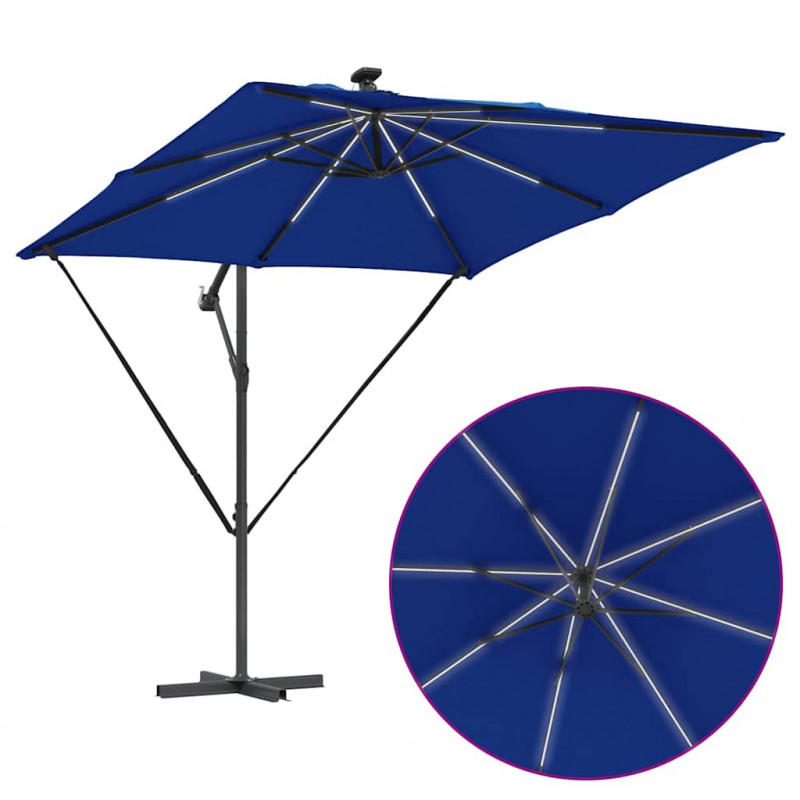 Parasol banana na wysięgniku Niebieski 249 x 249 x 250 cm