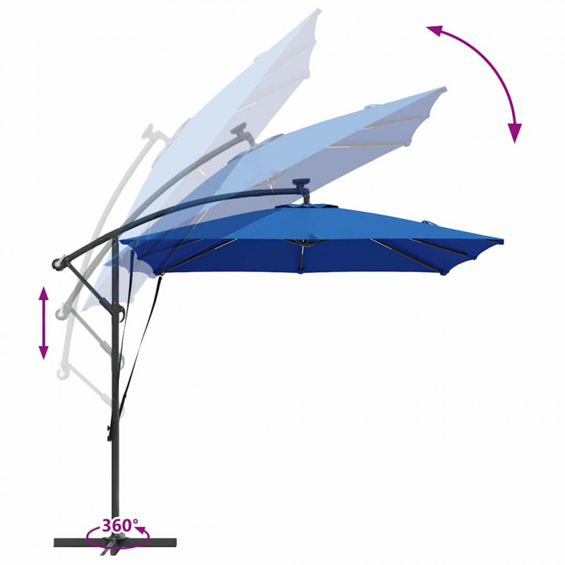 Parasol banana na wysięgniku Niebieski 249 x 249 x 250 cm