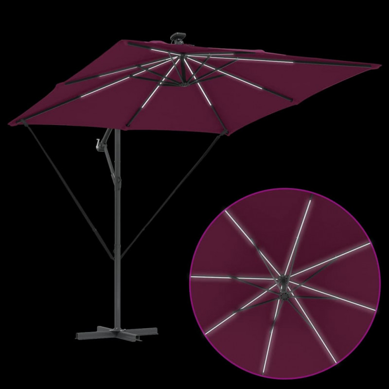 Parasol banana na wysięgniku Bordowy 249 x 249 x 250 cm