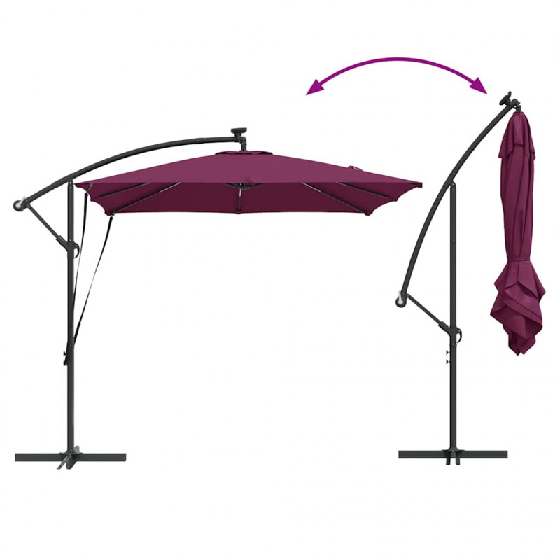 Parasol banana na wysięgniku Bordowy 249 x 249 x 250 cm