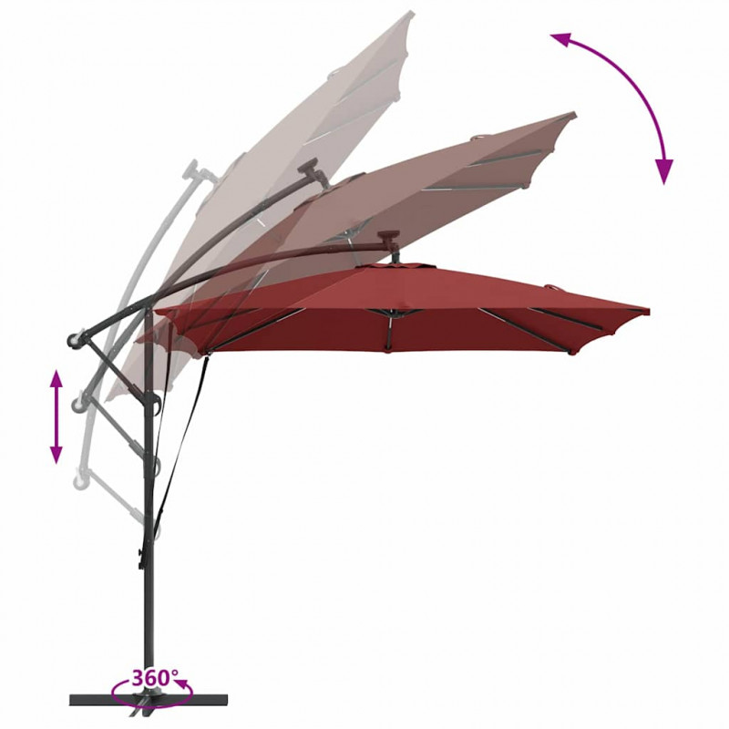 Parasol banana na wysięgniku terakota 249 x 249 x 250 cm