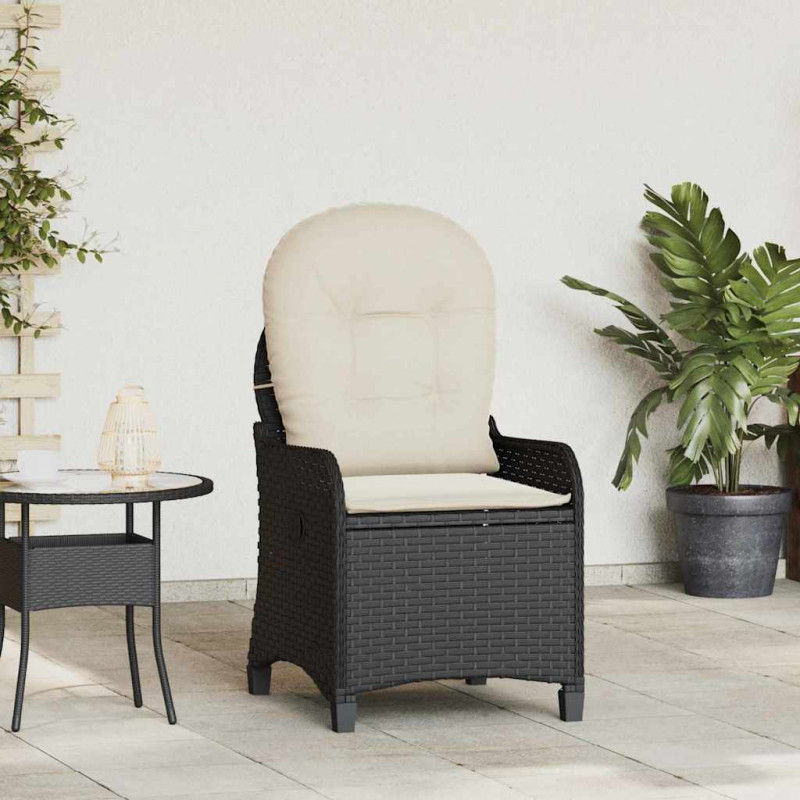 Fotel z funkcją relaksu Czarny 56 x 66 x 95 cm polirattan