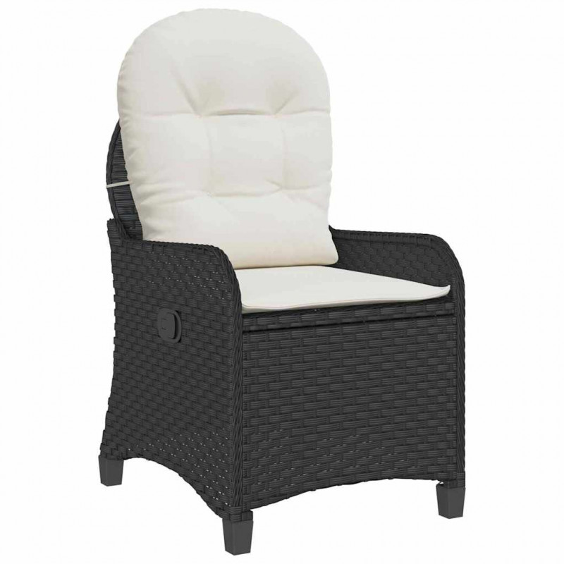 Fotel z funkcją relaksu Czarny 56 x 66 x 95 cm polirattan