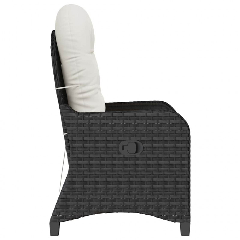 Fotel z funkcją relaksu Czarny 56 x 66 x 95 cm polirattan