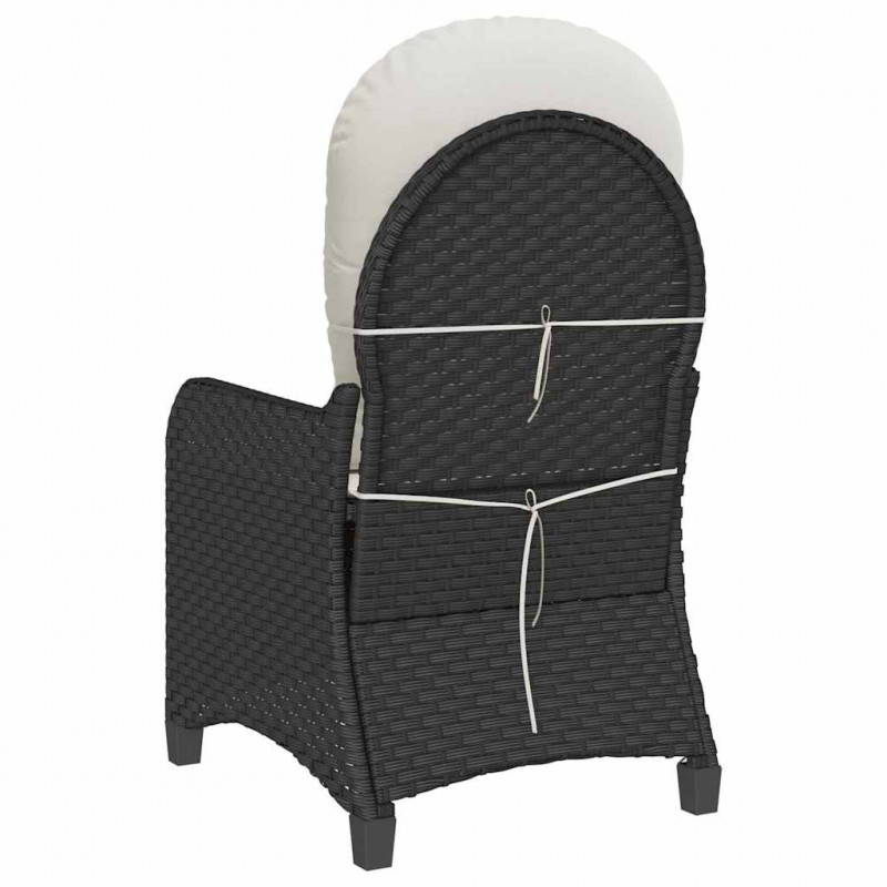 Fotel z funkcją relaksu Czarny 56 x 66 x 95 cm polirattan