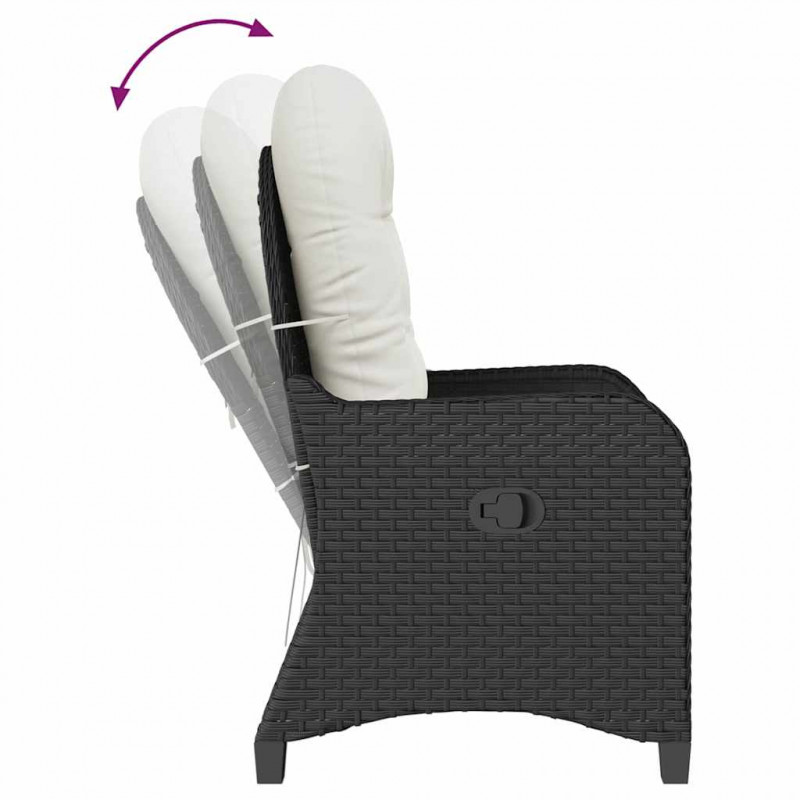 Fotel z funkcją relaksu Czarny 56 x 66 x 95 cm polirattan