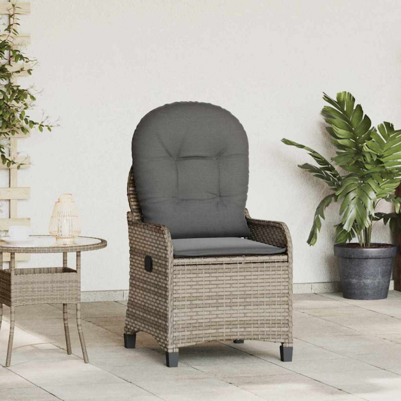 Fotel z funkcją relaksu Szary 56 x 66 x 95 cm polirattan