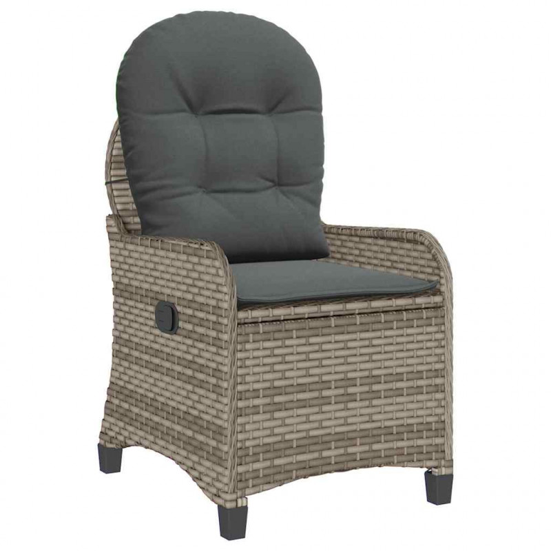 Fotel z funkcją relaksu Szary 56 x 66 x 95 cm polirattan