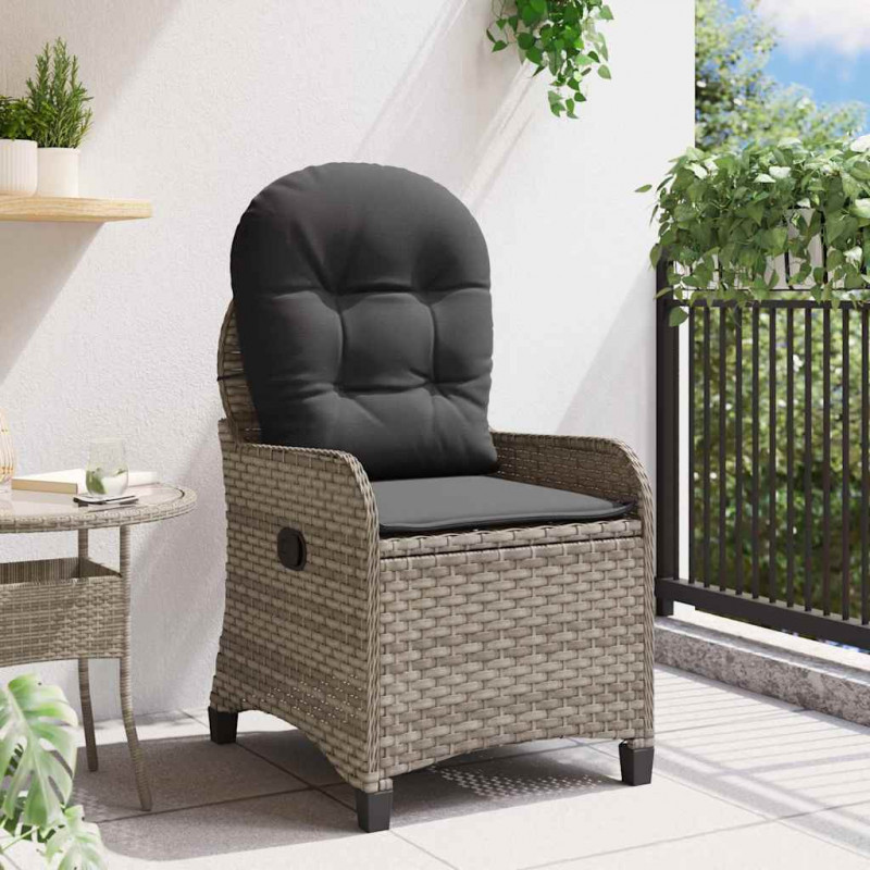 Fotel z funkcją relaksu Szary 56 x 66 x 95 cm polirattan