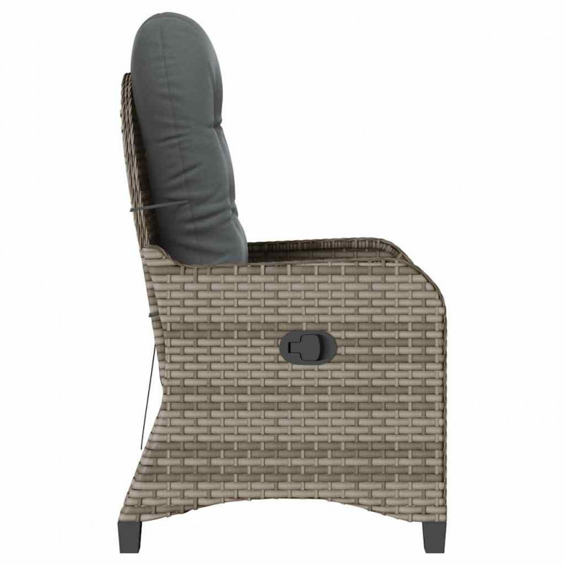 Fotel z funkcją relaksu Szary 56 x 66 x 95 cm polirattan