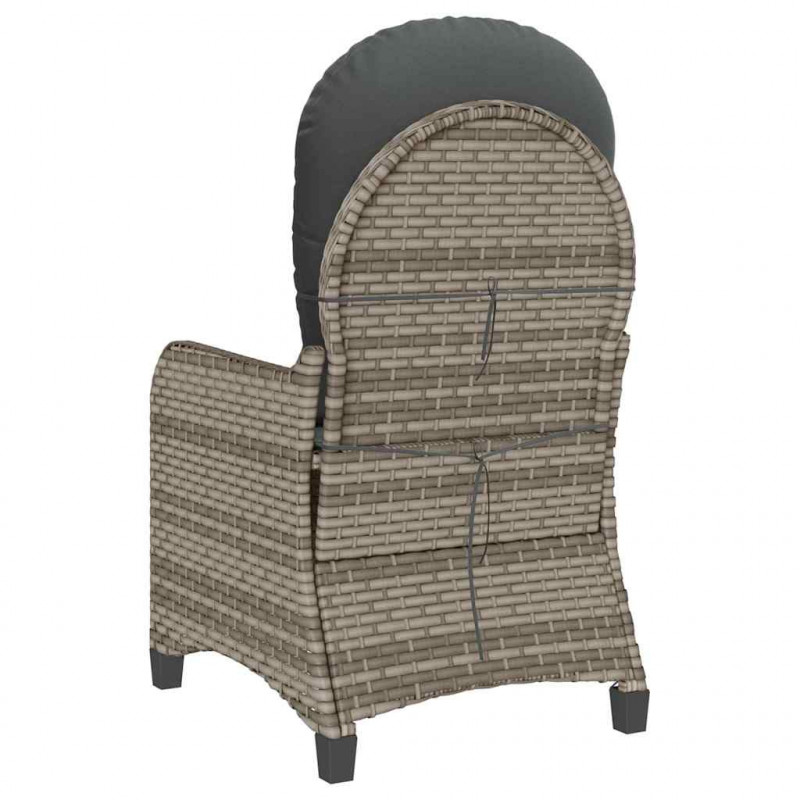 Fotel z funkcją relaksu Szary 56 x 66 x 95 cm polirattan