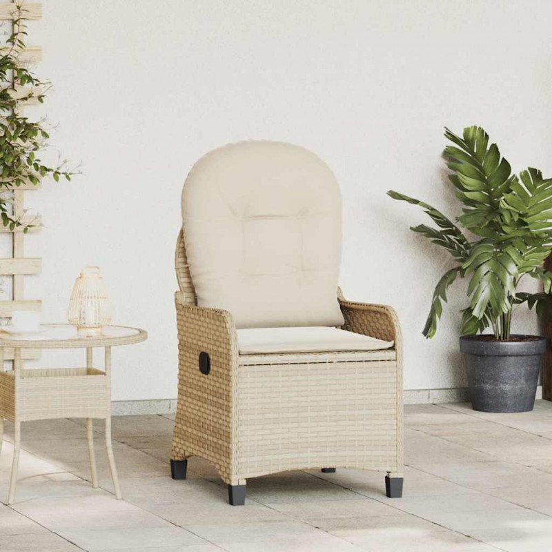Fotel z funkcją relaksu Beżowy 56 x 66 x 95 cm polirattan
