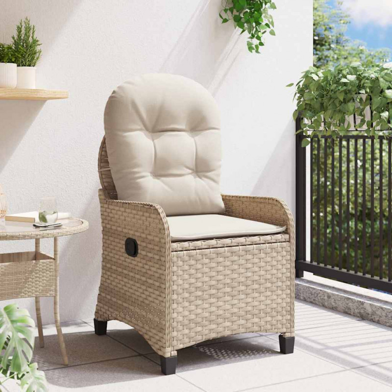 Fotel z funkcją relaksu Beżowy 56 x 66 x 95 cm polirattan