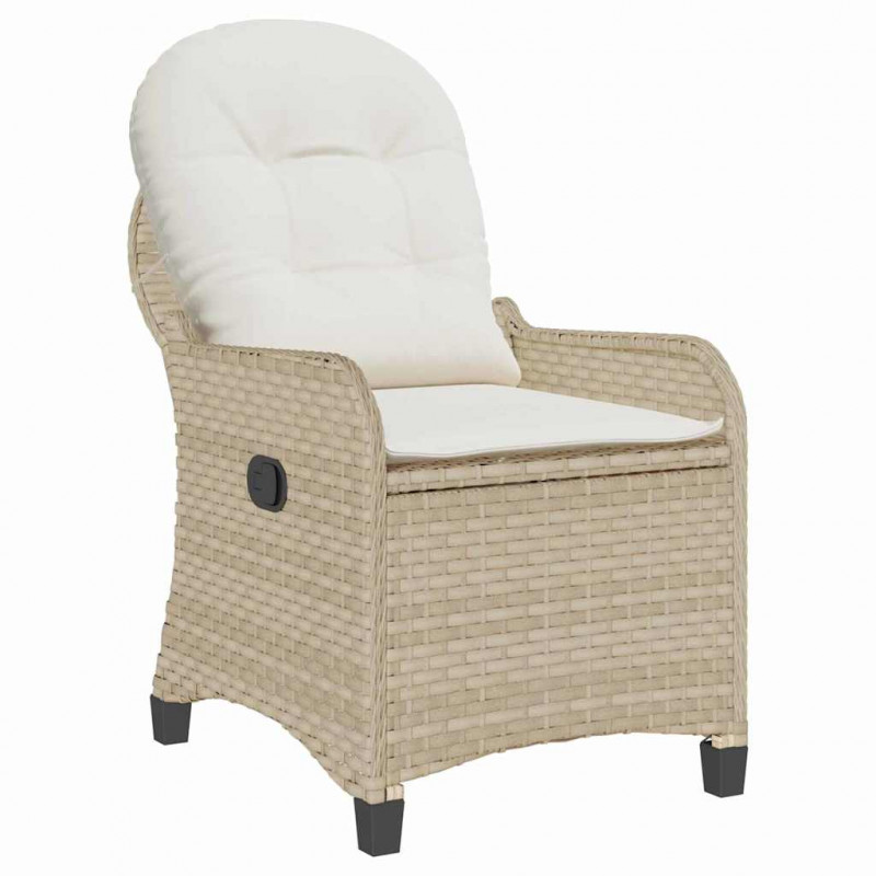Fotel z funkcją relaksu Beżowy 56 x 66 x 95 cm polirattan