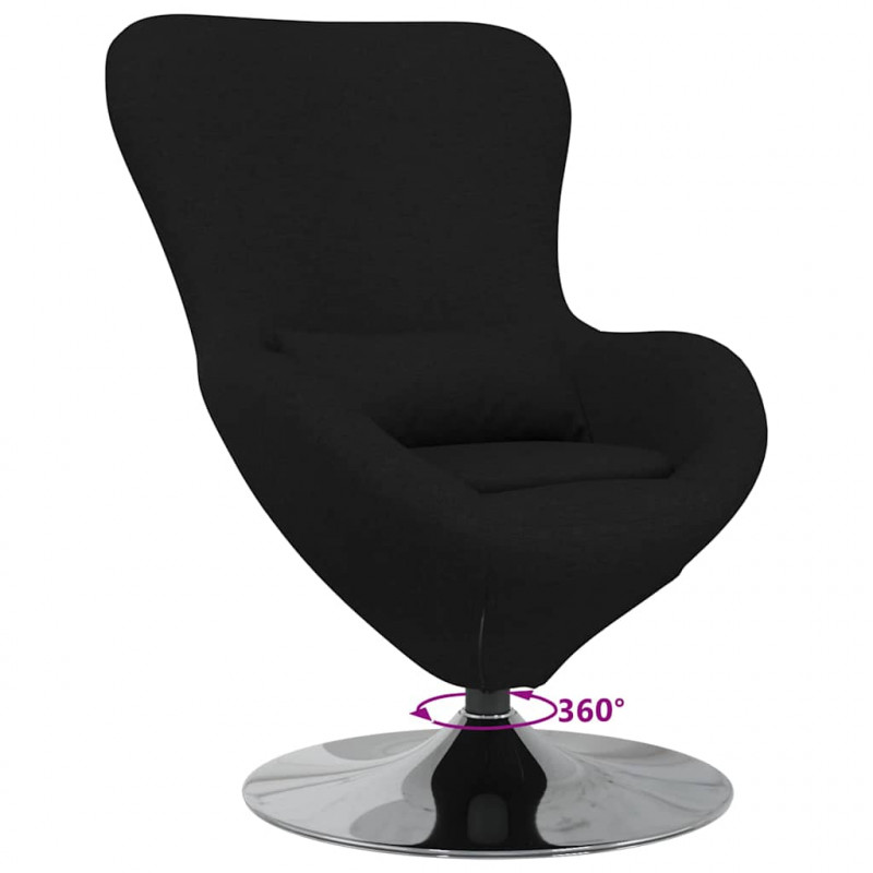 Fotel jajo Czarny 63 x 73 x 90 cm tkanina