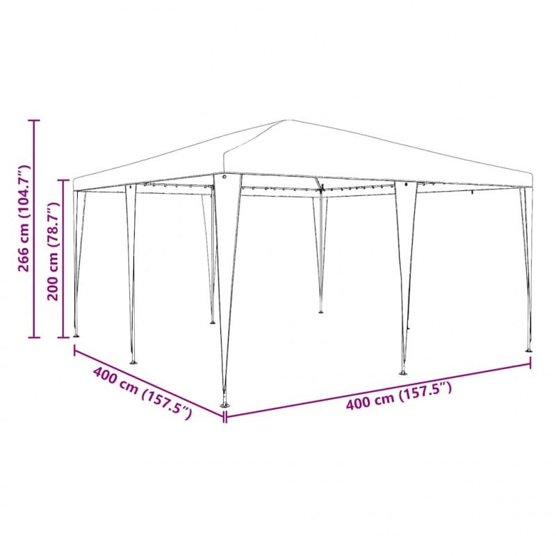 Namiot Imprezowy Biały 400 x 400 x 266 cm Polietylen i Stal