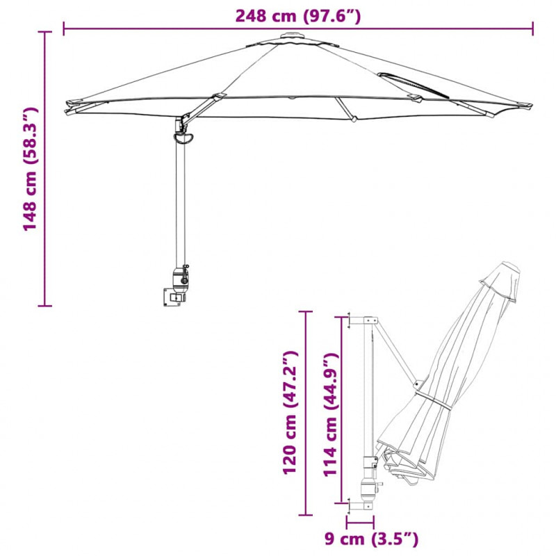 Parasolka ogrodowa piaskowy 248 x 248 x 148 cm Poliester i Stal