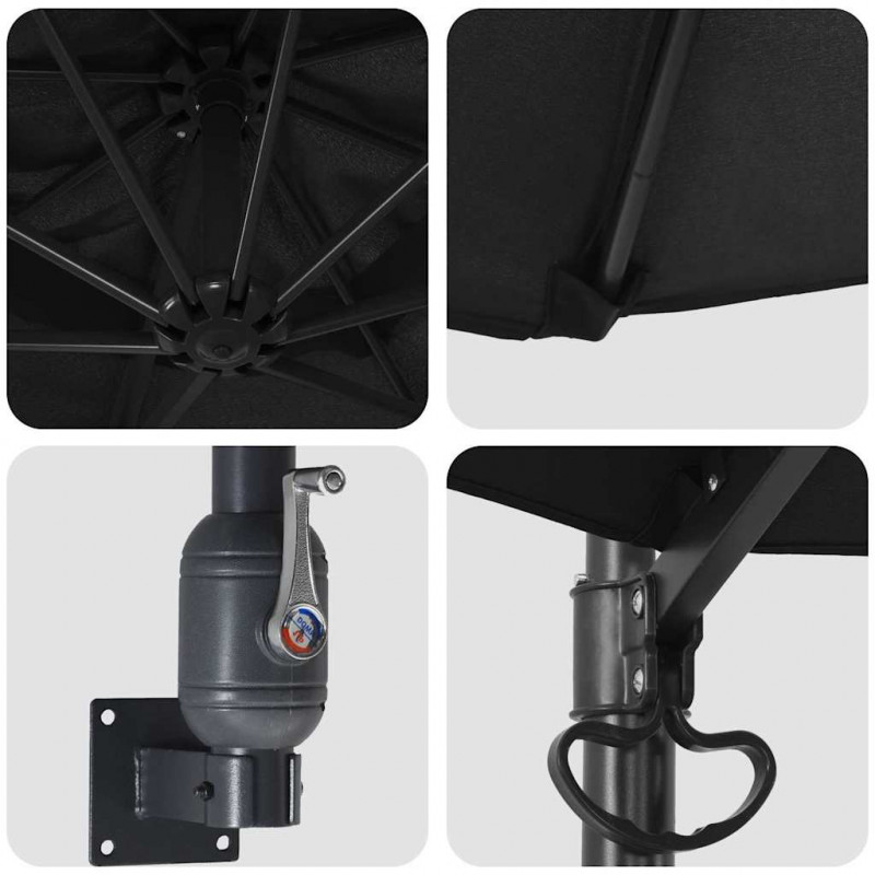 Parasolka ogrodowa Czarny 248 x 248 x 148 cm Poliester i Stal