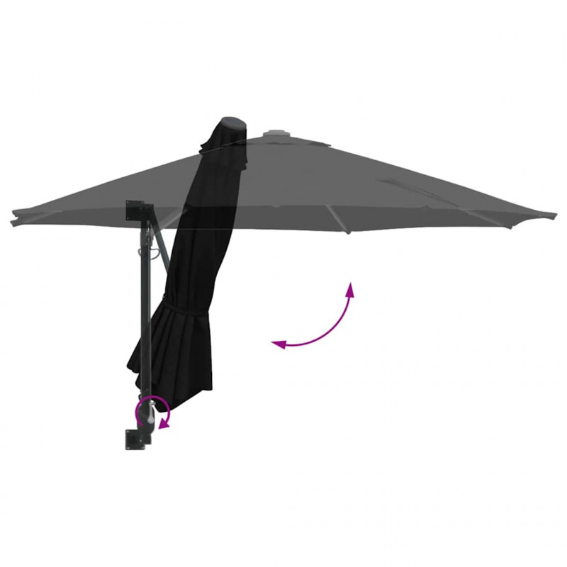 Parasolka ogrodowa Czarny 248 x 248 x 148 cm Poliester i Stal