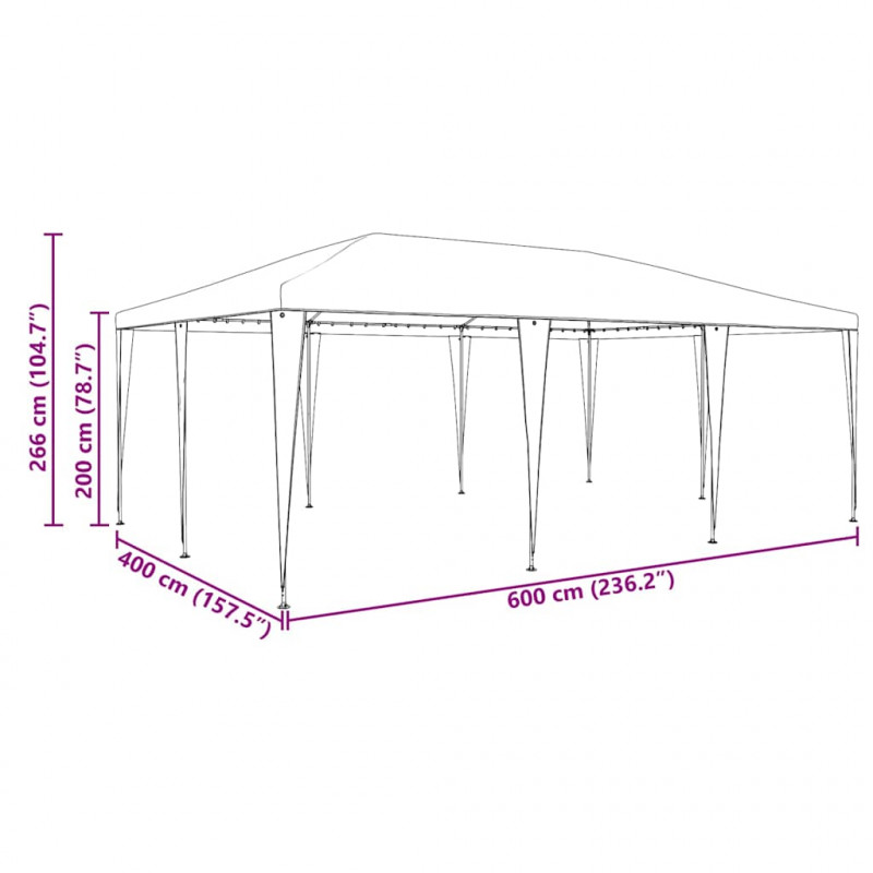 Namiot Imprezowy Antracyt 600 x 400 x 266 cm Polietylen i Stal