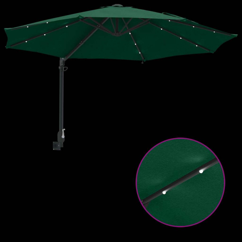 Parasolka ogrodowa Zielony 248 x 248 x 148 cm Poliester i Stal