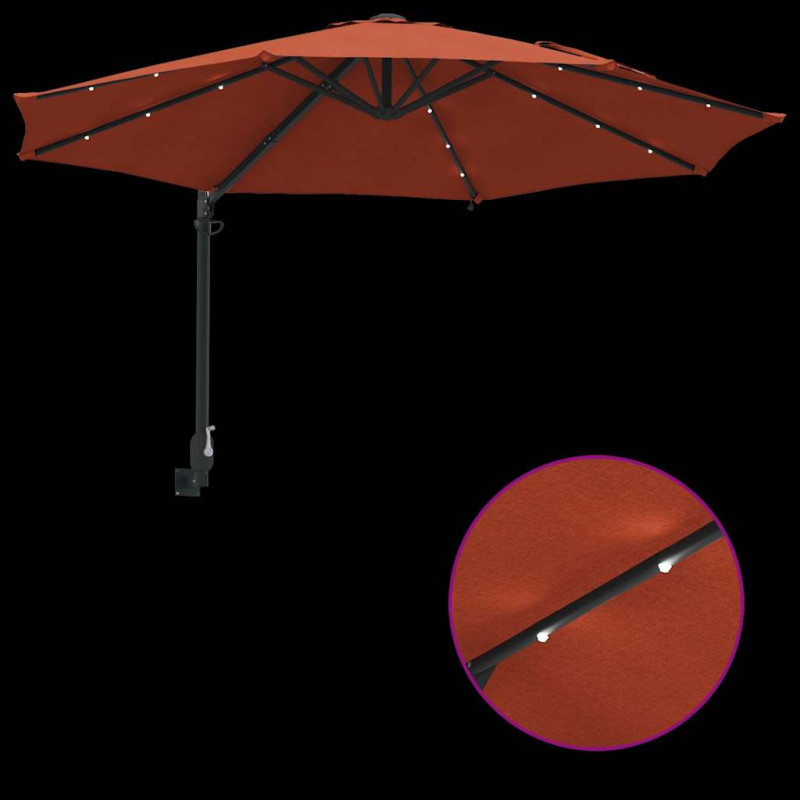 Parasolka ogrodowa terakota 248 x 248 x 148 cm Poliester i Stal