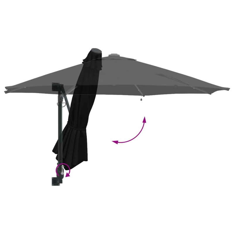 Parasolka ogrodowa Czarny 248 x 248 x 148 cm Poliester i Stal