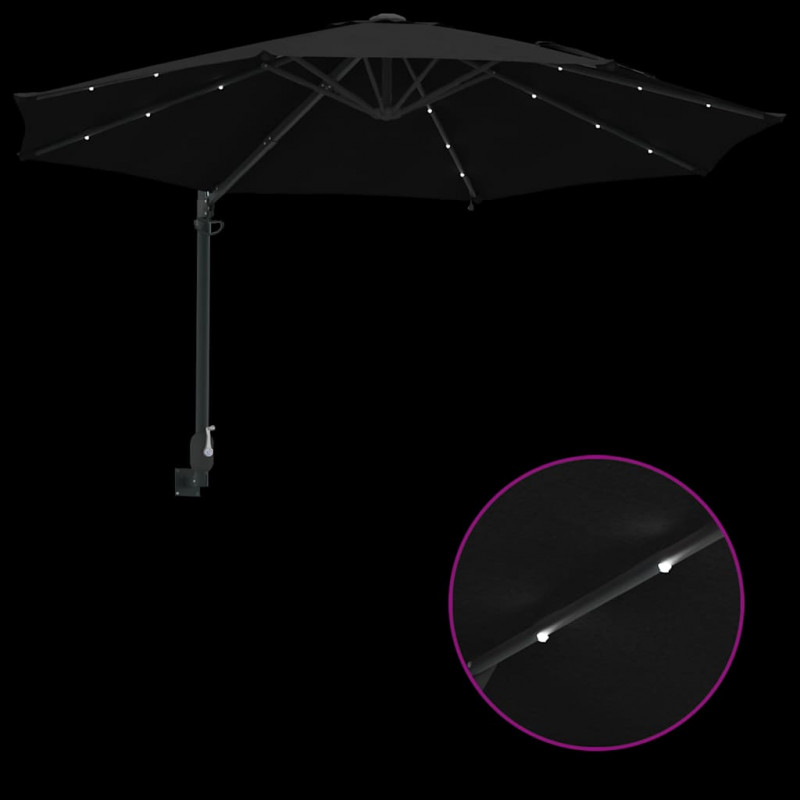 Parasolka ogrodowa Czarny 248 x 248 x 148 cm Poliester i Stal