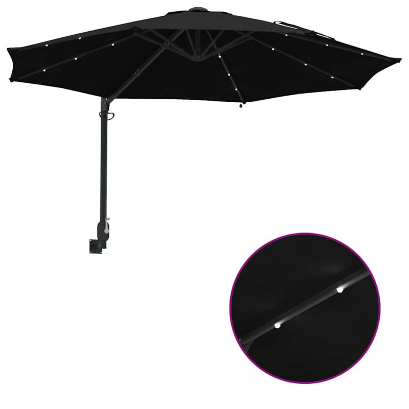 Parasolka ogrodowa Czarny 248 x 248 x 148 cm Poliester i Stal