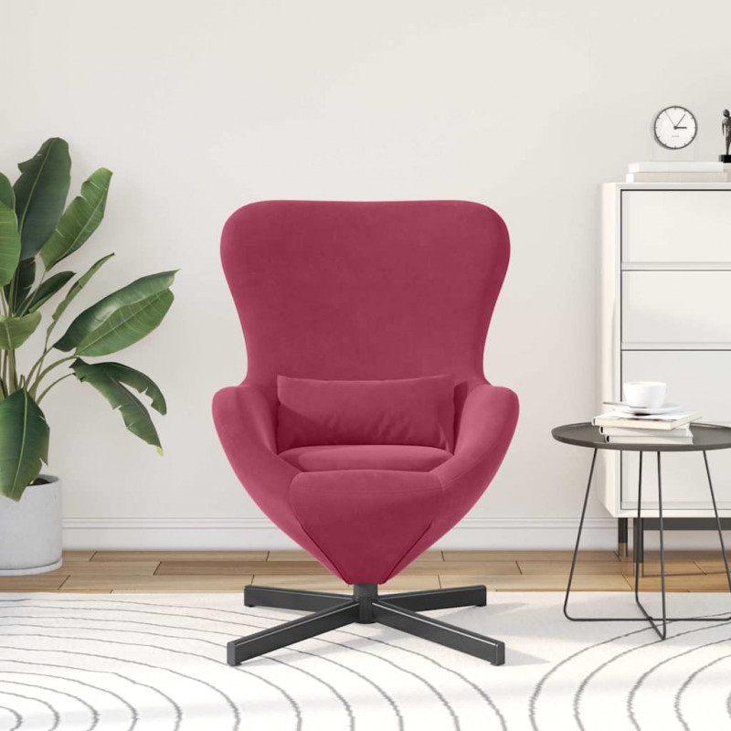 Fotel jajo Czerwone wino 63 x 73 x 90 cm Aksamit
