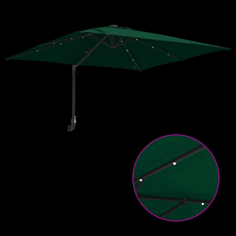 Parasolka ogrodowa Ze LED Lights Zielony 248,5 x 247,5 x 160 cm