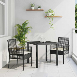 Krzesło Ogrodowe 2 pcs Czarny 55 x 53 x 85 cm polirattan