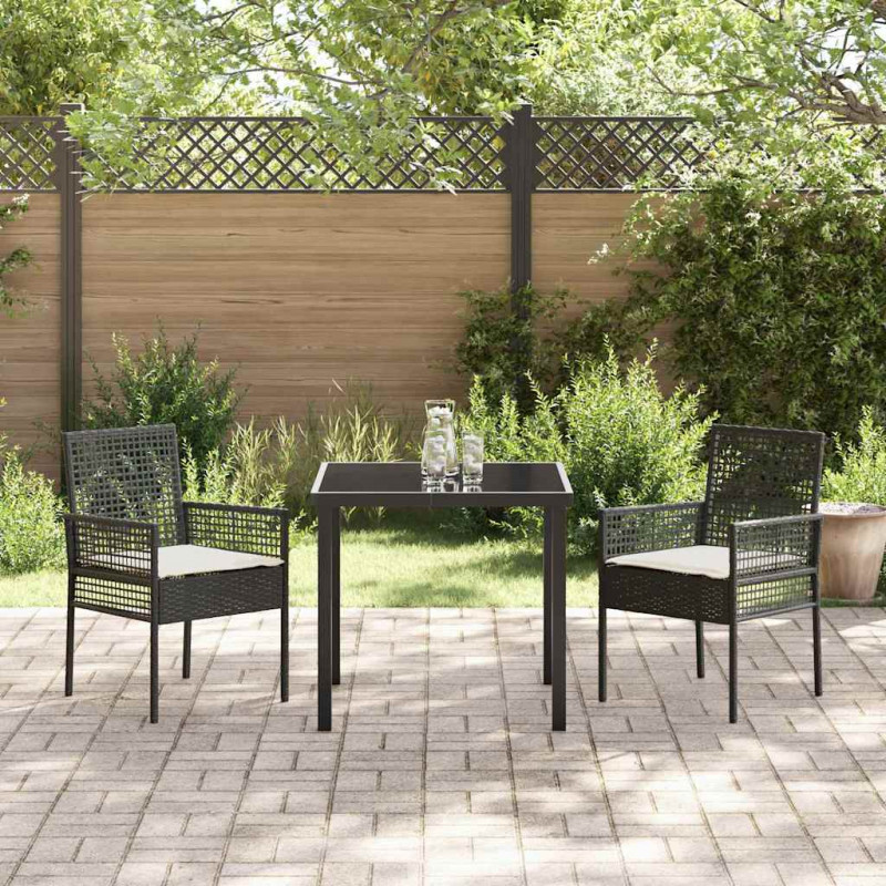 Krzesło Ogrodowe 2 pcs Czarny 55 x 53 x 85 cm polirattan