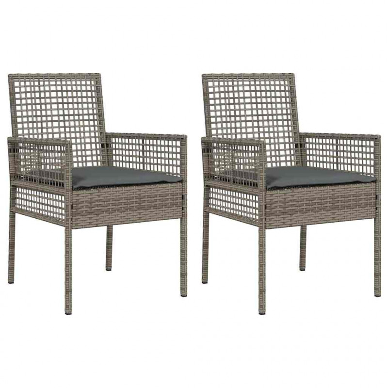 Krzesło Ogrodowe 2 pcs Szary 55 x 53 x 85 cm polirattan
